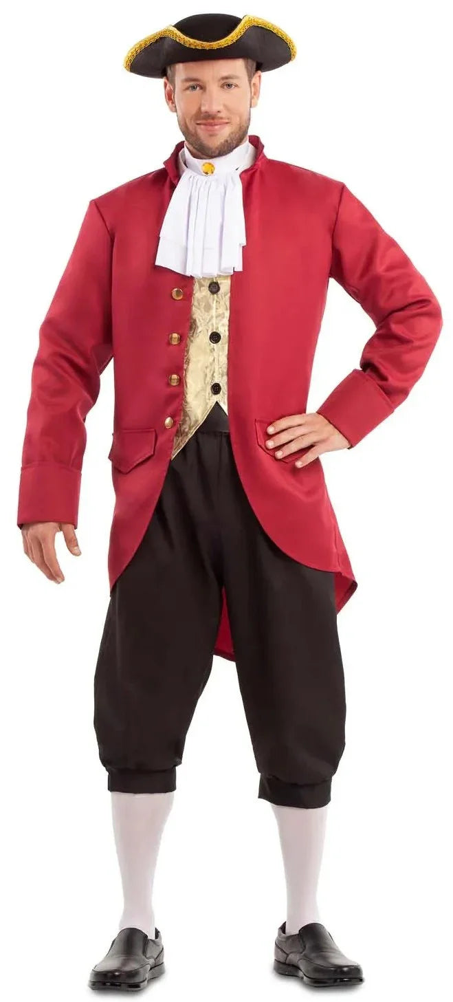 Disfraz de Colono Americano Rojo para Hombre Venecianos y de Época Viving